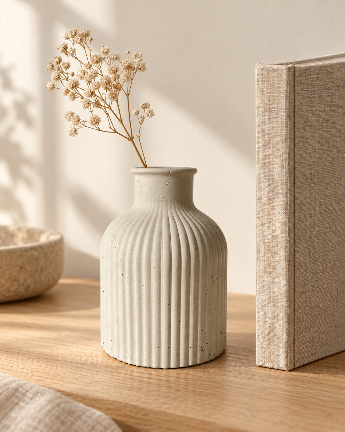 V12 styled-use concept: Side table · a light dried stem